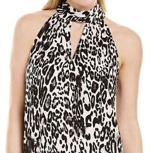 Milly Women's Halter Top  Size P / 0 Emma Animal Print W/tie Neck MSRP $295 NWT